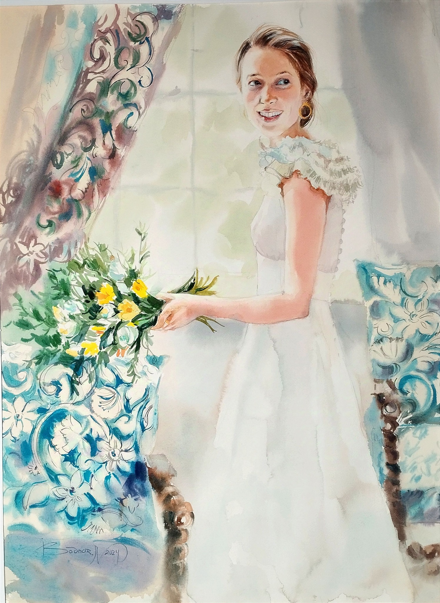 Portrait à l'aquarelle