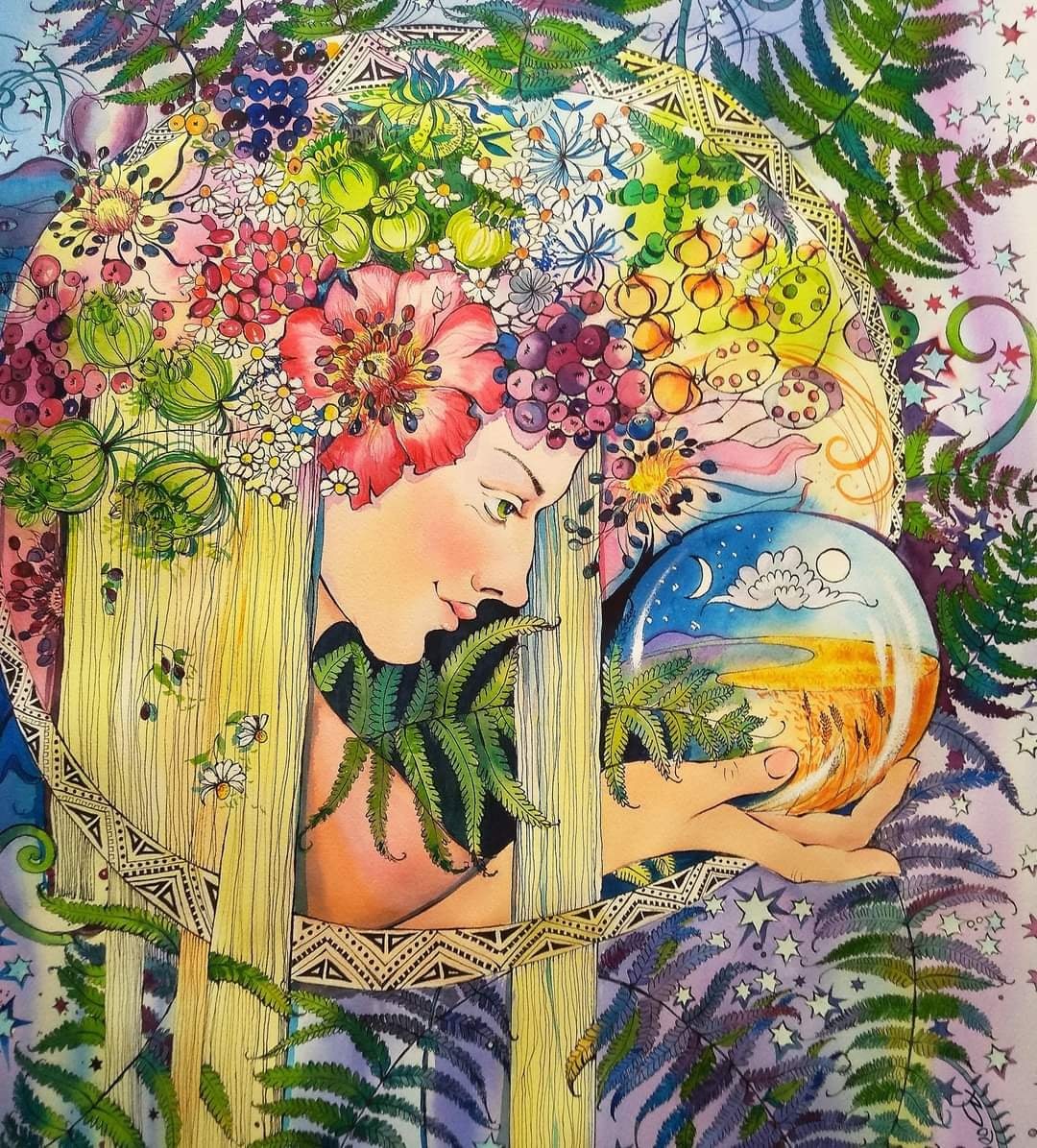 Illustration avec femme et plantes tropicales