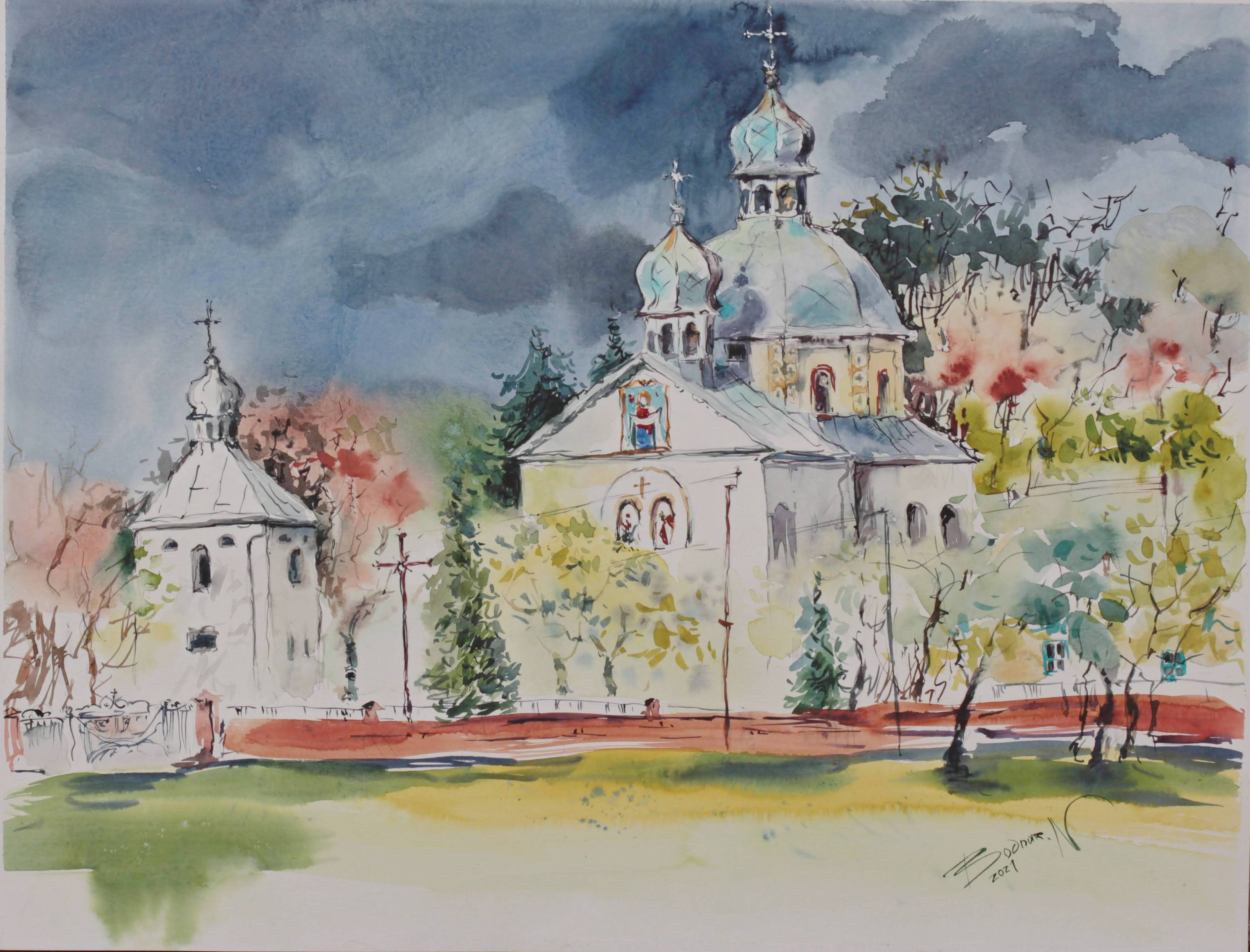 Paysage urbain à l'aquarelle