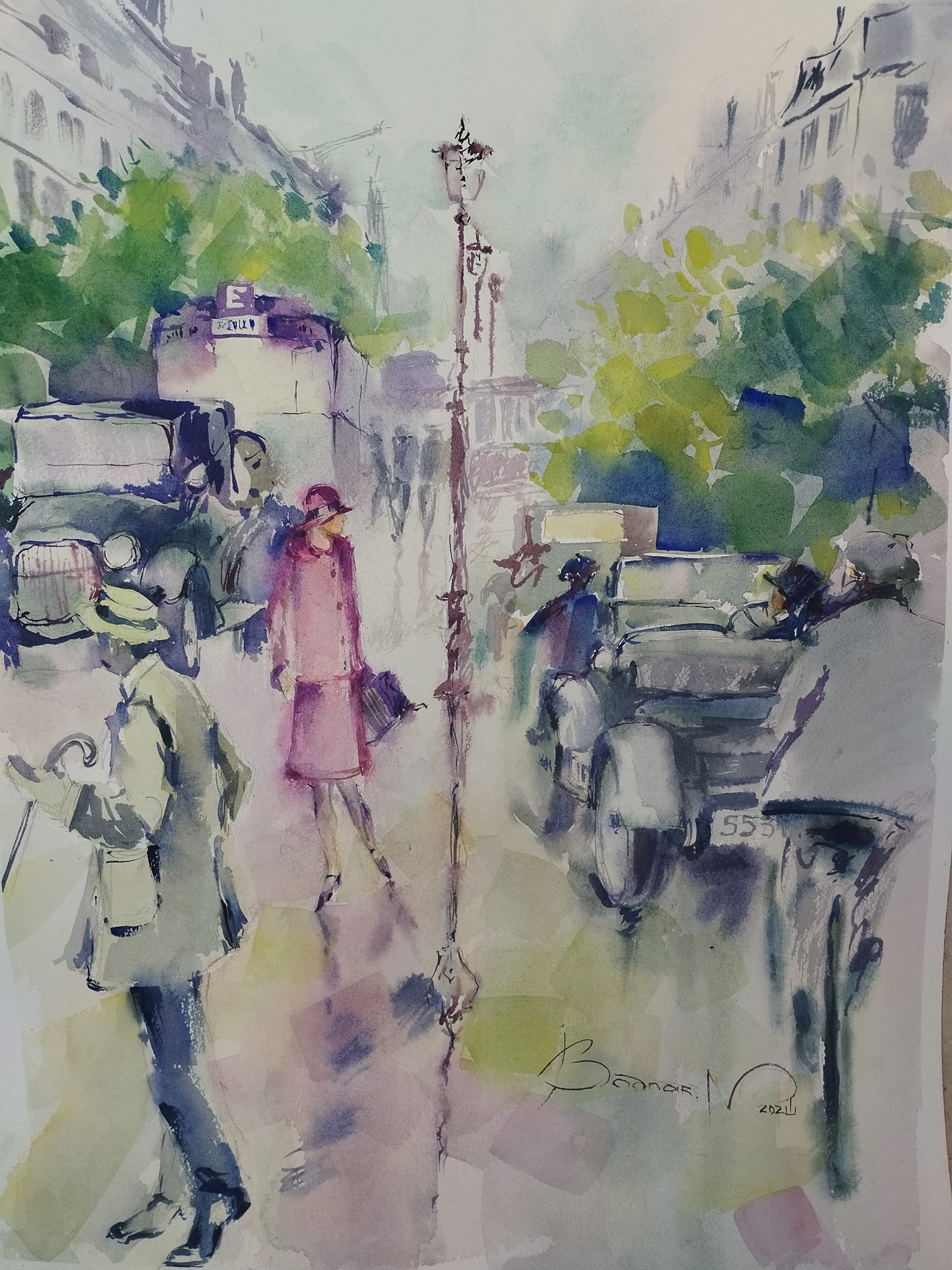 Scène urbaine figurative