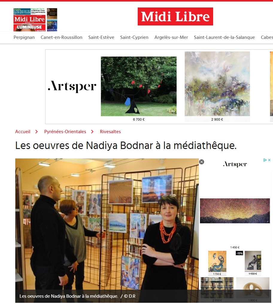 Capture d'article de Midi Libre sur Nadia BODNAR à Rivesaltes